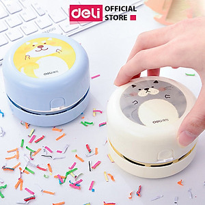 Máy hút bụi mini không dây cầm tay nhỏ nhắn tiện dụng Deli - Lực hút ổn đinh - Phù hợp vệ sinh bàn phím, laptop, góc học tập, nhà bếp, ô tô - Trắng / Xanh dương - Hàng chính hãng -18883