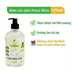 Nước rửa chén Peace Mass 500ml công nghệ enzym - sạch chén bát, không đọng mùi , không khô da, an toàn cho da nhạy cảm
