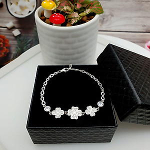 Lắc Tay Nữ Bạc Hiểu Minh LTU507 Cỏ 4 Lá Lấp Lánh