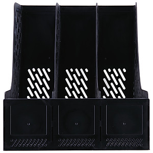 Giá tài liệu 3 ngăn đứng Deli - Nhựa PP - Ghi xám / Đen - E9845