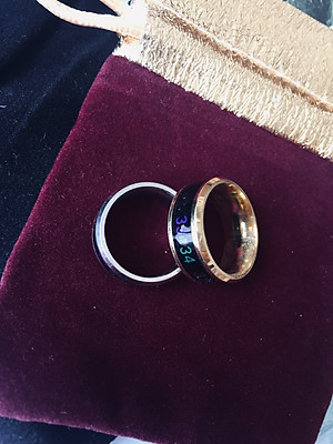 Combo Nhẫn Nam/Nữ CẢM BIẾN NHIỆT ĐỘ CƠ THỂ, Bản RỘNG, Mạnh mẽ, cá tính, Phong cách, Chất liệu hợp kim Titanium, Kèm túi Nhung đựng trang sức.