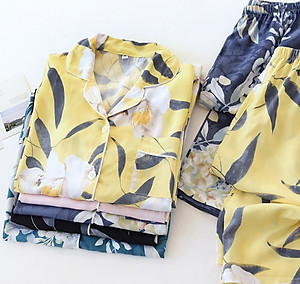 Đồ Bộ Nữ Dài Tay, Pijama Mặc Nhà Cho Nữ Bigsize Azuno BN2111 Chất Liệu Cotton Lụa Có Thể Mặc Mùa Hè