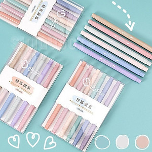 Bộ 6 bút highlight bút ghi nhớ có 2 đầu màu pastel dễ thương ST189