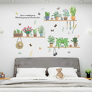Decal giấy dán tường kệ xương rồng  XL7249