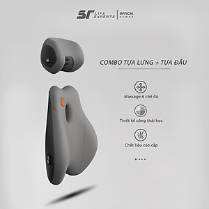 Combo Gối Tựa Đầu Và Tựa Lưng Ô Tô Tích Hợp Massage 6 Chế Độ, Gối Tựa Cao Su Non, Giảm Đau Mỏi Cổ Vai Cột Sống - Sairui