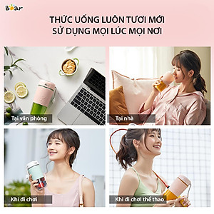 Máy xay sinh tố cầm tay Bear LLJ-B03C1, dung tích 300ml, lưỡi dao kép xay mạnh, dễ mang theo sử dụng - HÀNG CHÍNH HÃNG