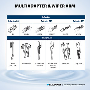 Bộ Gạt Mưa Ô Tô Blaupunkt Velocity R16"/350mm, L22"/600mm Dành Cho Toyota Fortuner 2017