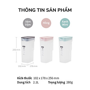 Bình nước LocknLock One Handed HAP818 - Tay cầm và nắp đậy tiện lợi - Nhựa PP - Dung tích 2.1L
