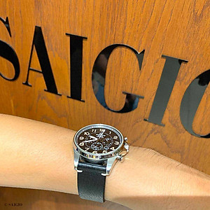 Dây Da Đồng Hồ Nam, 100% Da Bò Thật, Kiểu Dáng Vintage Phẳng Mỏng, Mặt Lót Chống Thấm Mồ Hôi, Tích Hợp Lớp Gia Cố Chống Giãn Đặc Biệt, Phụ Kiện Khóa và Chốt Bằng Thép Không Gỉ 316L - Thương Hiệu SAIGIO