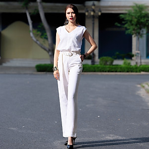Quần Ống Suông, Quần Linen Trắng Cao Cấp Thời trang thiết kế Hity PAN047