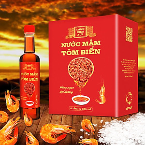 Đặc Sản Phan Thiết - [Thùng 6 Chai - 3 Vị] Nước Mắm Nhỉ Làng Chài Xưa Cá Cơm Than, Tôm Biển, Cá Cơm Ruột Đỏ 525Ml/Chai Nhựa Cao Cấp