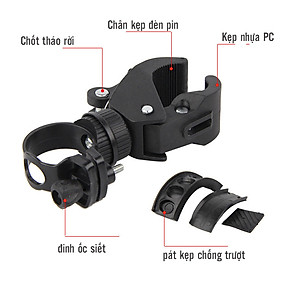 Kẹp Gắn Đèn Pin ML10 Xe Đạp Gắn Ghi Đông Tay Lái Xoay 360 Độ Chắc Chắn Mai Lee (không kèm đèn pin)