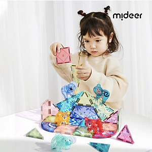 Đồ chơi xếp hình nam châm ánh sáng cầu vồng Mideer Colorful Magnetic Tiles cho bé từ 3 tuổi trở lên