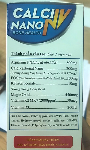 THỰC PHẨM BẢO VỆ SỨC KHỎE CALCI NANO NV - BỔ SUNG CANXI