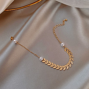 Combo lắc tay chiếc lá, Phong cách Hàn Quốc, hợp kim mạ vàng 18K, Khóa càng cua tiện dụng, thiết kế đơn giản, kèm hộp đựng Hoa Hồng, mẫu CrownX.436B.1