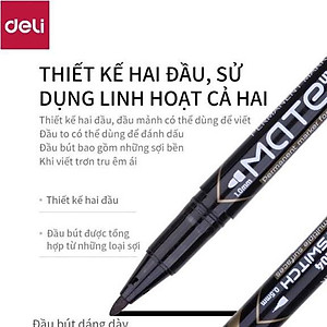 Bút lông dầu dạ kính hai đầu Deli - Bút dạ chết không xoá được - Nhiều màu