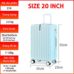 Vali Kéo Du Lịch Size 20 KS-219, Chính hãng, Bảo Hành 5 Năm