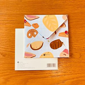 Set 6 thiệp tặng bạn bè, chúc mừng, chúc may mắn, động viên SDstationery TASTY TREAT 12x12 minh họa dễ thương cute cho tâm hồn ăn uống