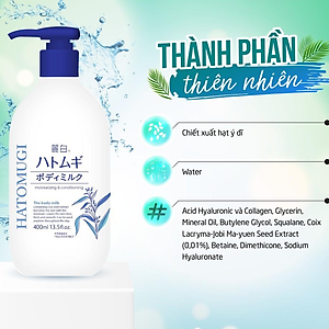 Sữa Dưỡng Thể Ban Đêm Hatomugi The Body Milk Hạt Ý Dĩ Nhật Bản (400ml)