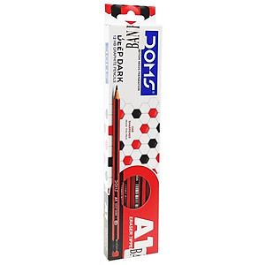 Hộp 12 Bút Chì Gỗ HB A1 Deep Dark + Gôm + Chuốt - DOMS 8716