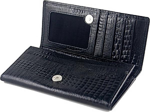 Ví nữ da bò vân cá sấu nhỏ 2 gấp nhiều màu Huy Hoàng HT3101-02-03-04