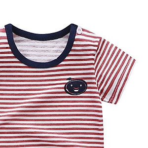 Áo thun bé trai, bé gái Easy Baby kẻ sọc cá tính, chất cotton thoáng mát cho bé từ 7-16kg (STT-123)