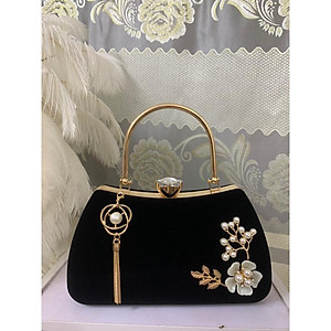 Túi xách nhung hoa đá đi tiệc sang trọng cho mẹ- túi xách bà sui đứng sui thanh lịch