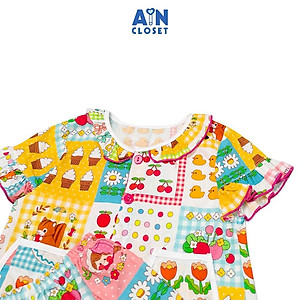 Bộ quần áo ngắn bé gái họa tiết Hoa patchwork cotton - AICDBGDITUOP - AIN Closet