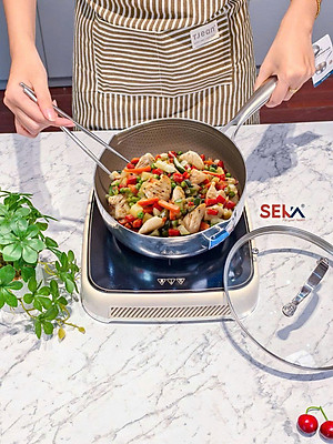 (Model New ) Chảo Sâu Lòng 7 Lớp inox316 TITANIUM SEKA 316S 22cm - 316M 24cm - 316L 26cm - Hàng Chính Hãng