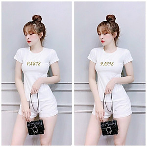 Áo thun nữ MXM ôm body thêu chữ Paris cotton 4 chiều từ 40kg - 52kg ( ANU029 )
