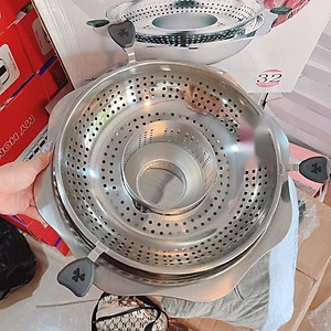 Nồi Lẩu Xoay, Nồi Lẩu Inox, Nồi Lầu 2 Tầng Phong Cách Hàn Quốc Size 32 - Hàng Nhập Khẩu
