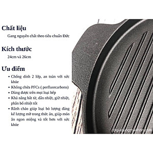 Chảo nướng gang đúc nguyên khối, chống dính 2 lớp Rapido - Dùng được cho bếp từ