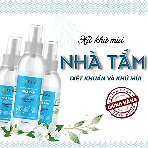 Xịt nhà tắm tinh dầu 24CARE 50m/100ml/250ml - Xịt lau chùi bồn rửa tay, kính - Khử mùi hôi sàn, không khí.