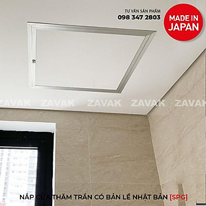 Nắp cửa thăm trần thạch cao 600x600 [SPG-68160] sản xuất tại Nhật bản, khung nhôm nhẹ cao cấp, Màu bạc. Có bản lề, Góc Mở 90 độ