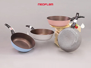 [Hàng chính hãng] Chảo xào/ Chảo đa năng Reverse Neoflam - 28cm. 4 màu Hồng - xanh dương - Ghi xám - Trắng xám