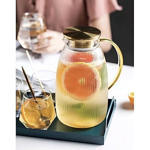 Bình đựng nước uống thủy tinh chịu nhiệt lên tới 400 độ c vân tăm cao cấp 1800ml