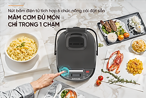 Nồi cơm điện tử 1.8L Sunhouse SHD8909B - 6 chế dộ, giữ ấm 12 tiếng - Mâm nhiệt lớn, cơm dẻo, chín đều - Hàng chính hãng