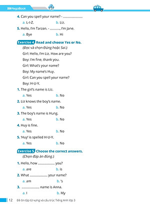 Đề Ôn Tập Từ Vựng Và Cấu Trúc Tiếng Anh Lớp 3