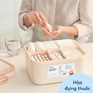 Hộp Đựng Thuốc Gia Đình 2 Tầng Okina , Hộp Y Tế ĐA NĂNG Phân Loại Thuốc Cỡ Lớn Siêu Tiện Dụng - Hàng chính hãng inochi ( Tặng kèm khăn lau pakasa) Giao màu ngẫu nhiên