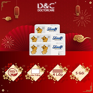 Combo 5 Giấy ăn Slisoft Trắng tự nhiên đa năng,khăn giấy rút không chất tẩy trắng an toàn cho cả gia đình