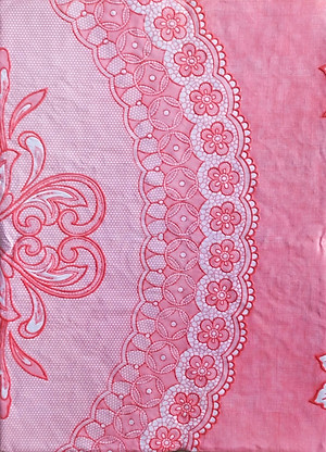 (Tặng 1 lót phần ăn 30x45 cm) Khăn Trải Bàn PAULEE 856B tròn 150cm  Hoa văn hồng, không thấm nước