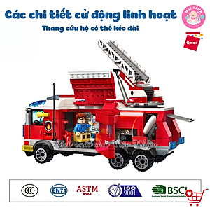 Đồ chơi lắp ráp xếp hình cứu hỏa Qman 2807 – Ô TÔ CỨU HỎA (366 mảnh ghép) dành cho bé trai trên 6 tuổi