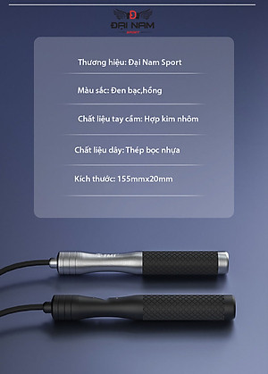 Dây Nhảy Tập Gym TMT13 Lõi Thép Bọc Dài 2.9m Nhựa PVC Tích Hợp Tay Cầm Có Tạ Cao Cấp Đại Nam Sport