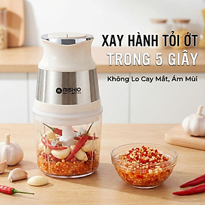 Máy Xay Mini Mishio MK389 - Dung Tích 0.8L, Xay Đồ Ăn Dặm, Gia Vị, Đồ Khô, Công Suất 250W Mạnh Mẽ - Hàng chính hãng