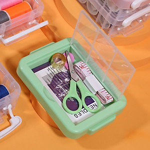 Bộ Hộp Kim Chỉ May Vá Đa Năng Gia Đình 3 Tầng Đa Năng- Kim Khâu, Chỉ, Kéo, Thước Dây, Đủ Size Màu Mini Giao Màu Ngẫu Nhiên