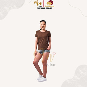 Áo Thun Nữ Cổ Tròn Kháng Khuẩn, Mềm Mịn, Thoáng Mát Màu NÂU Mộc Mạc - Gold Rhino