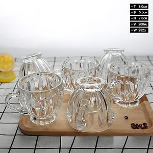 Bộ 6 ly 180ml bằng thuỷ tinh có tay cầm thích hợp uống trà, cafe - hàng chính hãng