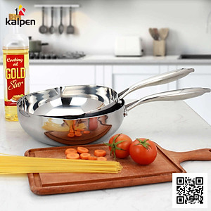 Chảo sâu lòng Inox 304 đúc liền khối 3 lớp miệng rót Kalpen Zenger 28cm, bảo hành 5 năm