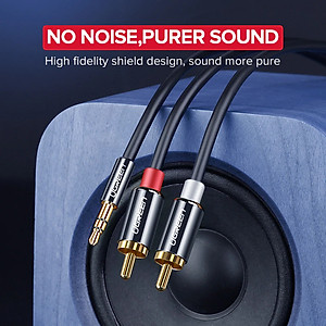 Cáp Audio 3.5mm to AV 2 đầu hoa sen (RCA) dài 3M Ugreen 10590 vỏ nhôm - Hàng chính hãng