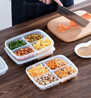 Hộp nhựa bảo quản thực phẩm đa năng và tiện lợi có chia 4 ngăn Nakaya - Hàng nội địa Nhật Bản.